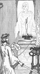 招魂术唤灵 亨利-德-马尔沃斯特（Henry de Malvost）根据儒勒-布瓦（Jules Bois）1895 年《撒旦教与魔法》绘制的图画 私人收藏 作者 亨利·德·马尔沃斯特