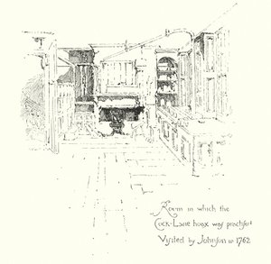 实施 Cock-Lane Ghost 骗局的房间，约翰博士于 1762 年访问（石版画）
