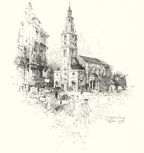 St Clement Danes Church, London, in 1774 (litho)