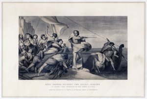 阿尔弗雷德国王煽动盎格鲁撒克逊人击退丹麦人的入侵，896年，c1847年 作者 赫伯特·伯恩