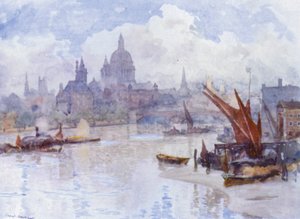 Blackfriars Reach（彩色石版画） 作者 赫伯特·孟席斯（后）马歇尔