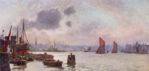 Lavender Wharf (colour litho) 作者 赫伯特·孟席斯（后）马歇尔