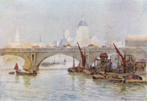 South End of Waterloo Bridge (colour litho)