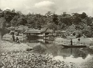 1910年在彦根市的Ha-Kei-Tei旅馆和花园。 作者 赫伯特·庞廷