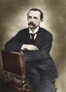 J.M.Barrie 的肖像由 Barraud 于 1893 年拍摄 - James Matthew Barrie (1860-1937)，苏格兰作家，彼得潘 - 彩色照片的创造者。
