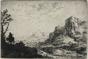 骑着骡子的旅行者，选自《六幅风景画 作者 赫尔曼·萨夫特利文