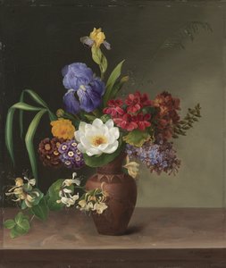 希腊风格花瓶，插有鸢尾、丁香和金银花 作者 赫曼尼亚·尼尔加德