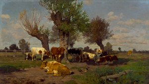 有牛群的风景 作者 赫尔曼·拜施（Hermann Baisch）