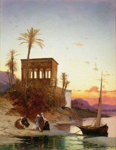 在河边营火，图拉真的亭子，1880年