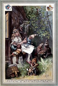 Kinder und hausmarchen（童年和家庭的故事）（1812）：格林兄弟的寓言。 Hermann Vogel 1894 年的封面描绘了白雪公主和七个小矮人。