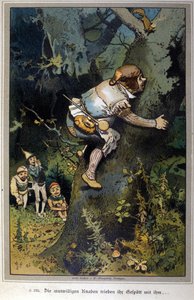 The daring boy was the laughing stock of all. Tale of Brothers Jacob Grimm (1785-1863) and Wilhelm Grimm (1786-1859). Illustration of Vogel.