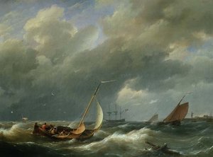 荷兰港口的航运 作者 赫曼努斯·科克科克（Hermanus Koekkoek）
