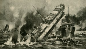 1915年11月17日，第一次世界大战，安格利亚沉没，c1920年。