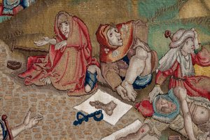 Tapestry inspired by the work of Hieronymus Bosch, c.1560 (gold, silver, silk and wool)   1448933   zh       chinese Successfully Translated  Original: Gardening Translat: Gardening 1475725 zh chinese Successfully Translated Original: My pretty maid. A gen