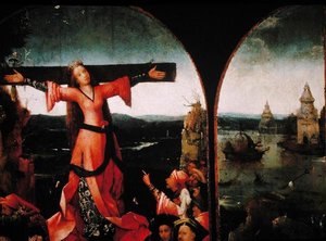 圣利伯塔三联画（板面油画）（165417的细节） 作者 Hieronymus Bosch