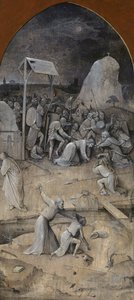 圣安东尼的诱惑。三联画，背面。基督的捕获，1500-1501年。 作者 Hieronymus Bosch