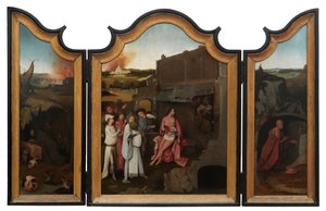 约伯记》三联画，约 1500-24 年（镶板油画） 作者 Hieronymus Bosch