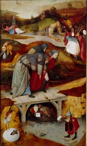 诱惑三联画（细节）1505-1506（布面油画） 作者 Hieronymus Bosch