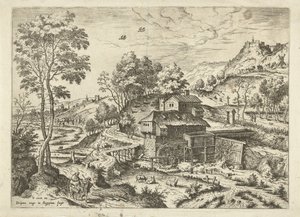飞入埃及
带有圣经和神话场景的风景画（系列名称） 作者 马修·科克