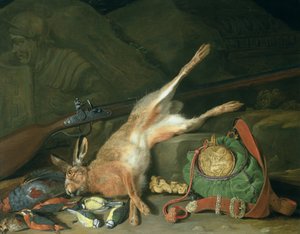狩猎设备野兔的静物（对于看见93439）