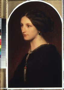 "索菲-舒瓦洛夫（Sophie Shuvalov 或 Shuvalova）伯爵夫人肖像"。脖子上戴着珍珠项链的年轻贵族肖像。保罗-伊波利特-德拉罗什（1797-1856 年）1853 年创作 莫斯科，普希金美术博物馆 作者 希波吕特·德拉罗什（Hippolyte Delaroche）