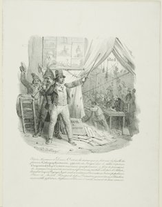 请进，女士们先生们，在里面你们会看到著名的石版画antoccini 家族...... "1824 年相册 "的正面插图