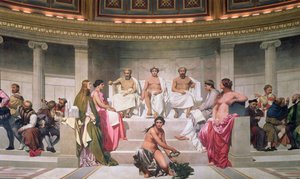 Hemicycle：所有年代的艺术家，Ictinus，Apelles和Phidias的细节，1836-41壁画也参见83553和83555
