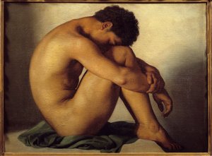 Hypolithe Flandrin (1809-1864) 对年轻人裸体绘画的研究