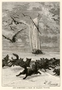 有时一群草原狼，由朱尔斯凡尔纳（1828-1905）在八十天环游世界，由路易斯刻，1873年