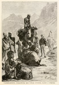 路路通按照他惯常的习惯漫步，由朱尔斯凡尔纳（1828-1905）在八十天环游世界，由AdolpheFrançoisPannemaker（1822-1900）雕刻，1873年