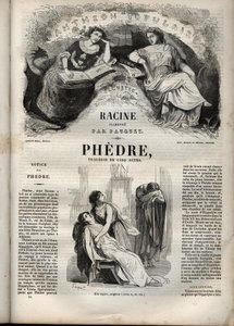 让-拉辛（1639-1699）的《Phedre》--《让-拉辛作品》中的雕版，由Pauquet绘制，Emile de La Bedolliere作了说明 - 1851年 作者 希波吕特·路易斯·鲍奎特