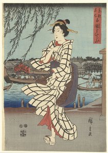 东都名胜：在两国桥上吹晚风
东名所两国之旅（物体上的标题） 作者 歌川广重 (I)
