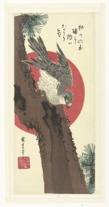 松树上的苍鹰 作者 歌川广重 (I)