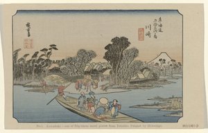 川崎
第 3 号川崎：东海道 53 个著名景点之一。广重绘制（物品上的标题）
De Tôkaidô van Hiroshige（系列标题）
Hiroshige no fude Tôkaidô（物品上的系列标题） 作者 藤泽文治郎