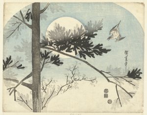 杜鹃和松树 作者 歌川广重 (I)