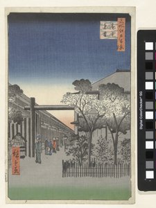 吉原的黎明
角中图恩（物品上的标题）
江户百名相（系列名称）
名所江户百景（文物上的系列名称） 作者 鱼屋英吉