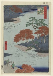 浮地秋叶神社的寺院庭院
浮地秋叶景台（物品上的标题）
江户百景（系列标题）
名所江户百景（文物上的系列名称） 作者 歌川广重 (I)