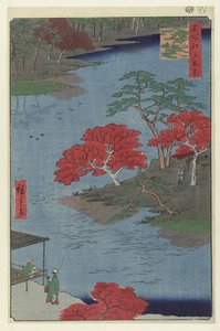 浮地秋叶神社的寺院庭院
浮地秋叶景台（物品上的标题）
江户百景（系列标题）
名所江户百景（文物上的系列名称） 作者 歌川广重 (I)