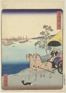 Westers stel in rijtuig
品川（物件上的标题）
东海道（物品上的系列名称）