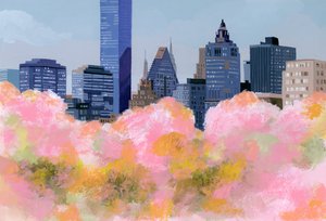New York and cherry blossoms、2016， 作者 井筒宏之