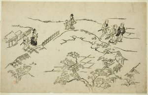 埃蒙山，选自 "吉原的出现（吉原之蝶）"系列 作者 菱川师信