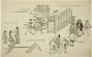 上谷町入口，选自 "吉原之貌 "系列 作者 菱川师信