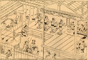 歌舞uki在四条河床上的表演，1658年，1924年。
