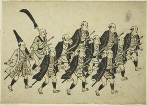 大名的游行，约 1681-84 年（手绘木版画；韫阳阁，须弥琉璃绘）
