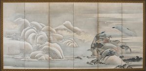 风景：四季中的两个季节，秋天和冬天，江户时期，18世纪末至19世纪初。 作者 久川S