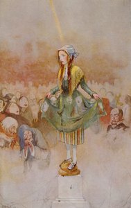 《她的整个身体就像一根石柱》，出自汉斯·克里斯蒂安·安徒生 (1805-75) 1920 年《童话故事》版本中的《踩面包的女孩》（纸上水彩画）