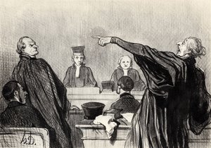 一位显然完全被说服的拥护者...《正义系列》，1845年 作者 奥诺雷·杜米埃