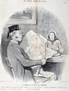 奥诺尔-杜米埃（1808-1879）的作品。Charivari报》：《生活中的美丽日子》系列。越来越多的怪物格式"--我们的报纸宣布，为了让您满意，它将很快进一步增加其格式！这可能吗，上帝？"MUSEE DES B 作者 奥诺雷·杜米埃
