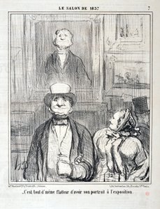 霍诺尔-杜米埃（1808-1879）的作品。Charivari的日期是1857年。Serie SALON DE 1857 "--他的画像能出现在展览上，还是很让人高兴的" MUSEE DES BEAUX ARTS - PALAIS LONGCHAMP, MARSEILLE 作者 奥诺雷·杜米埃