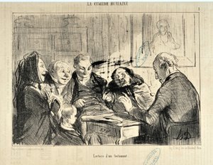 霍诺尔-杜米埃（1808-1879）的作品。载于1853年12月20日的《查理报》。人的喜剧》系列："遗嘱的演讲"，马赛龙山博物馆的 "美丽艺术"。 作者 奥诺雷·杜米埃
